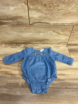 Daisy Fuentes Embroidered Floral Bubble Romper Chambray sz 0-3m