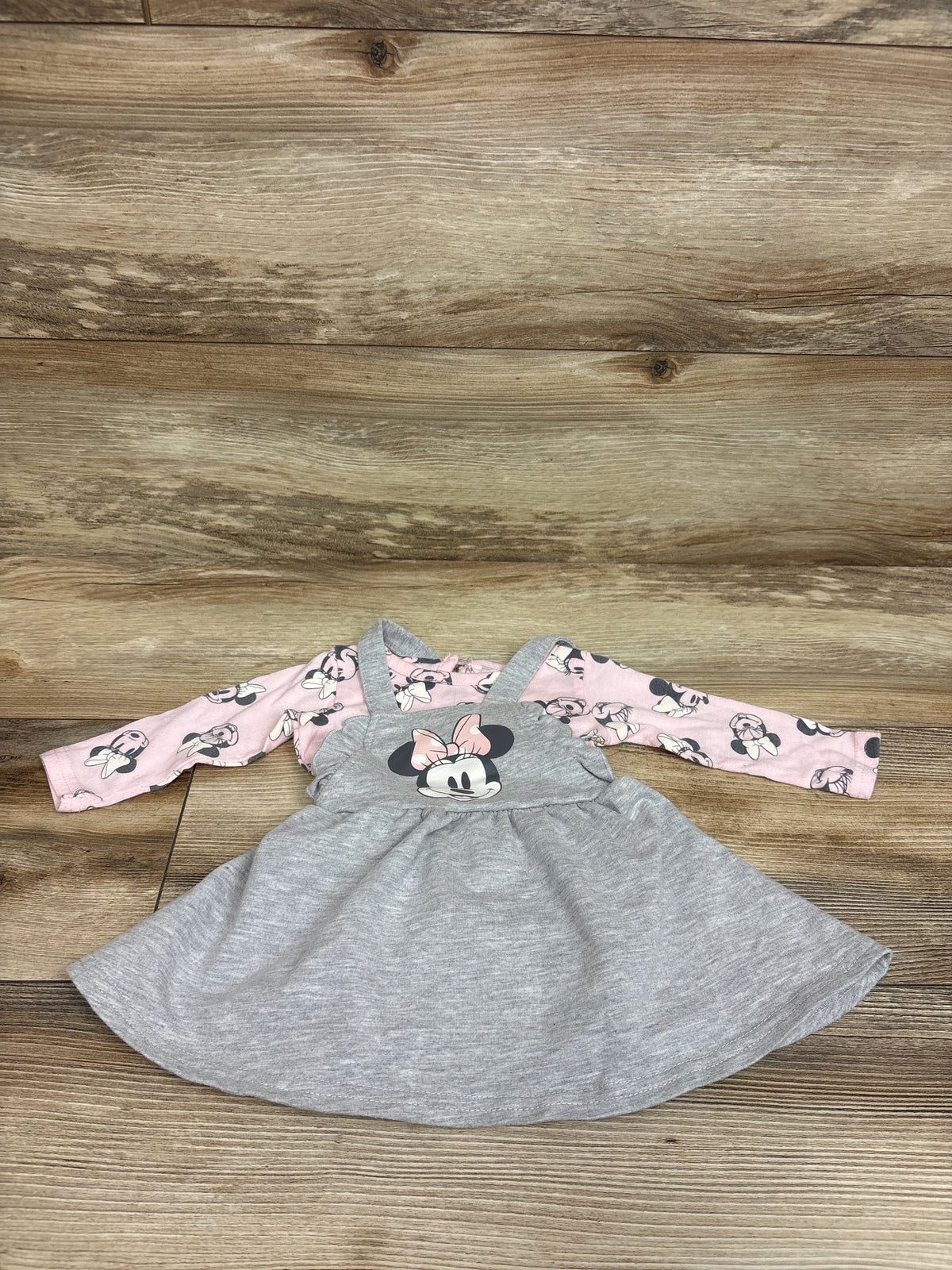 Disney Baby 2pc Minnie Mouse Long Sleeve Shirt & Skirtall Set Pink sz 3/6m