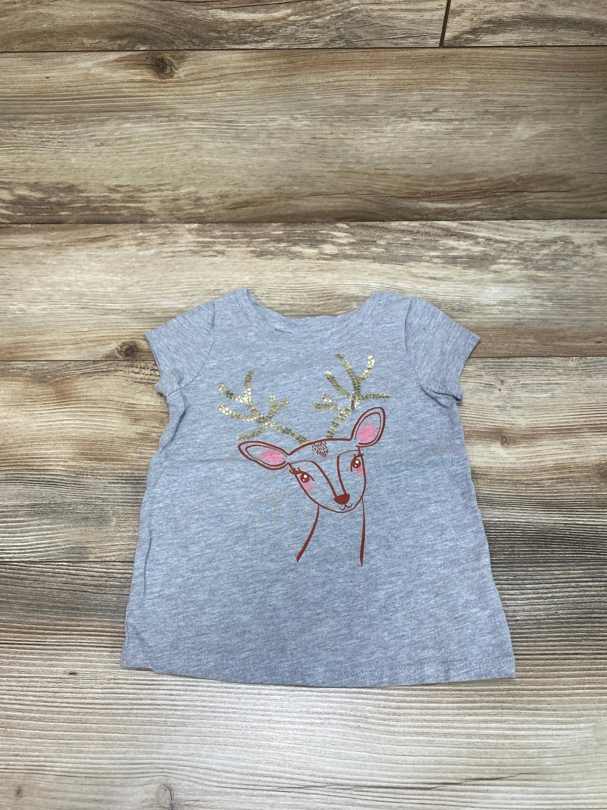 Cat & Jack Reindeer Shirt Grey sz 2T