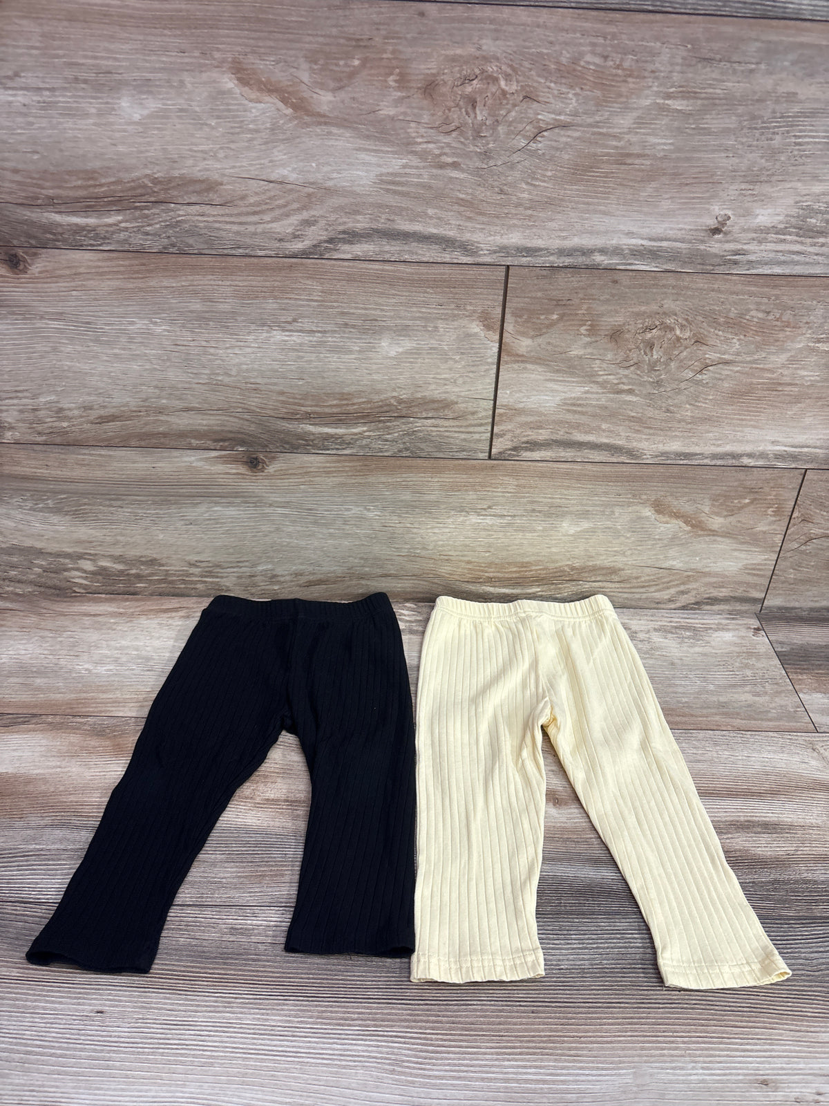 Ribbed 2pk Leggings Black/Yellow sz 12-18m