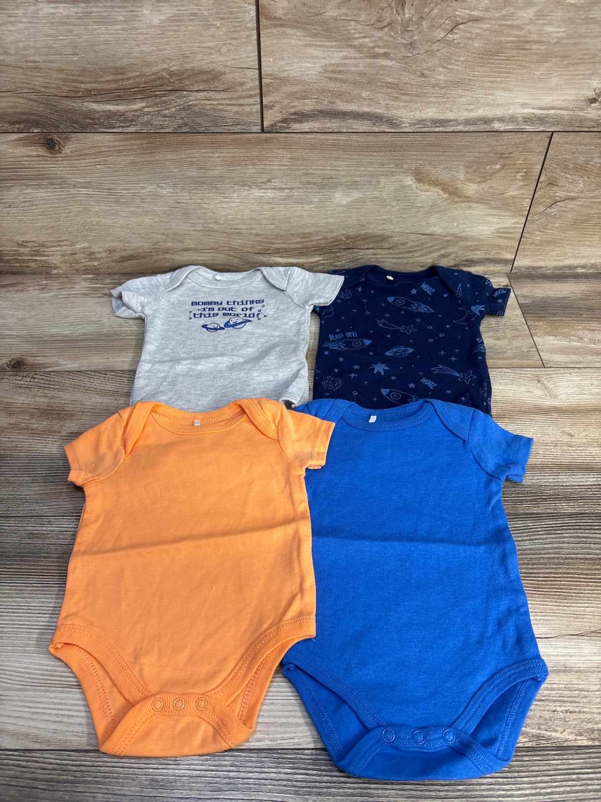 Quiltex 4pk Space Bodysuits Blue sz 0-3m