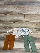 Liam & James 4pk Ribbed Dinosaur Bodysuit & Pants Set Cream sz 3-6m