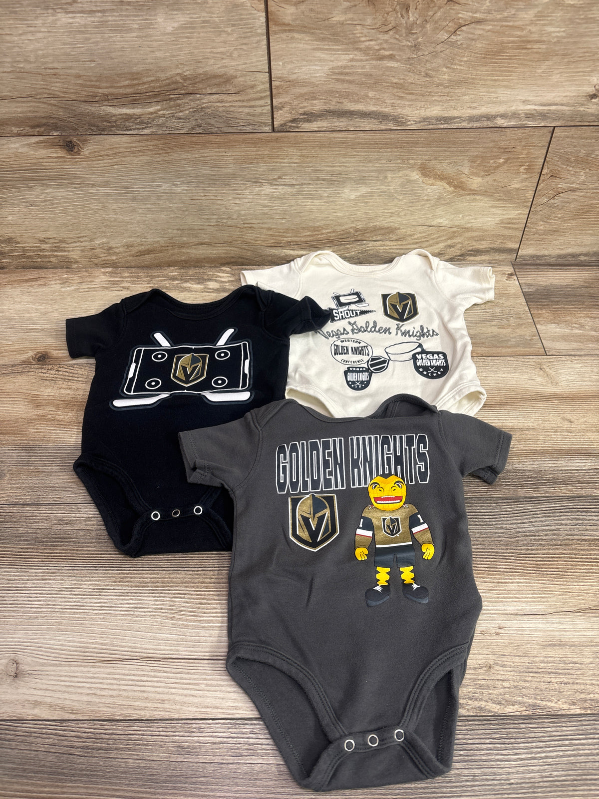 NHL 3pk Golden Knights Bodysuits Grey sz 6/9m