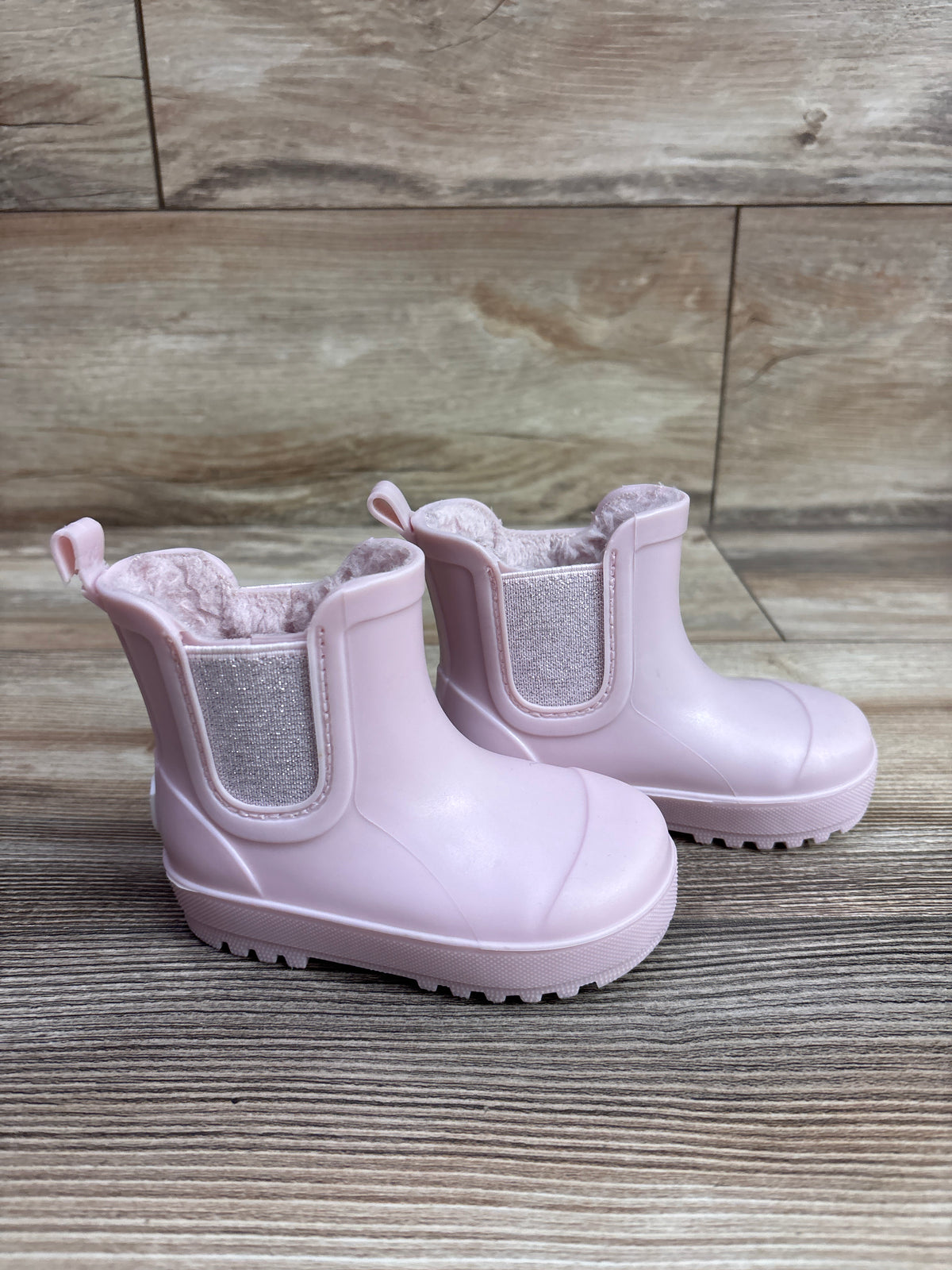 Bearpaw Chelsea Rainboot With Faux Fur Pink sz 4c