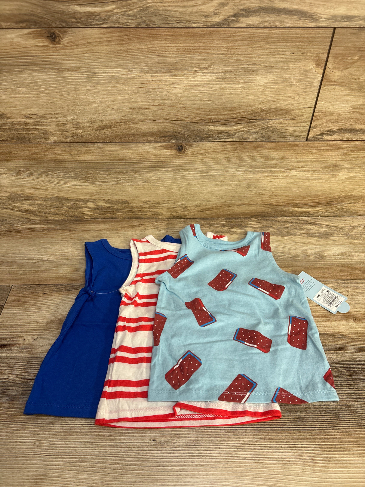 NEW Cat & Jack 3pk Ice Cream Tank Tops Blue sz 18m