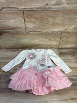 Mayoral Long Sleeve Pink Tulle Dress Ivory sz 18m