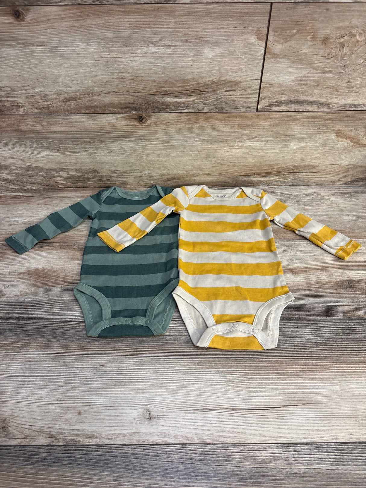 Carter's 2pk Striped Bodysuits Green/Yellow sz 6m - Me n Mommy To Be
