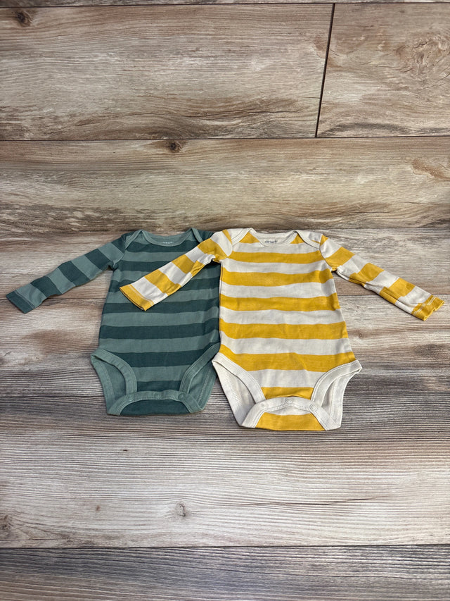 Carter's 2pk Striped Bodysuits Green/Yellow sz 6m - Me n Mommy To Be