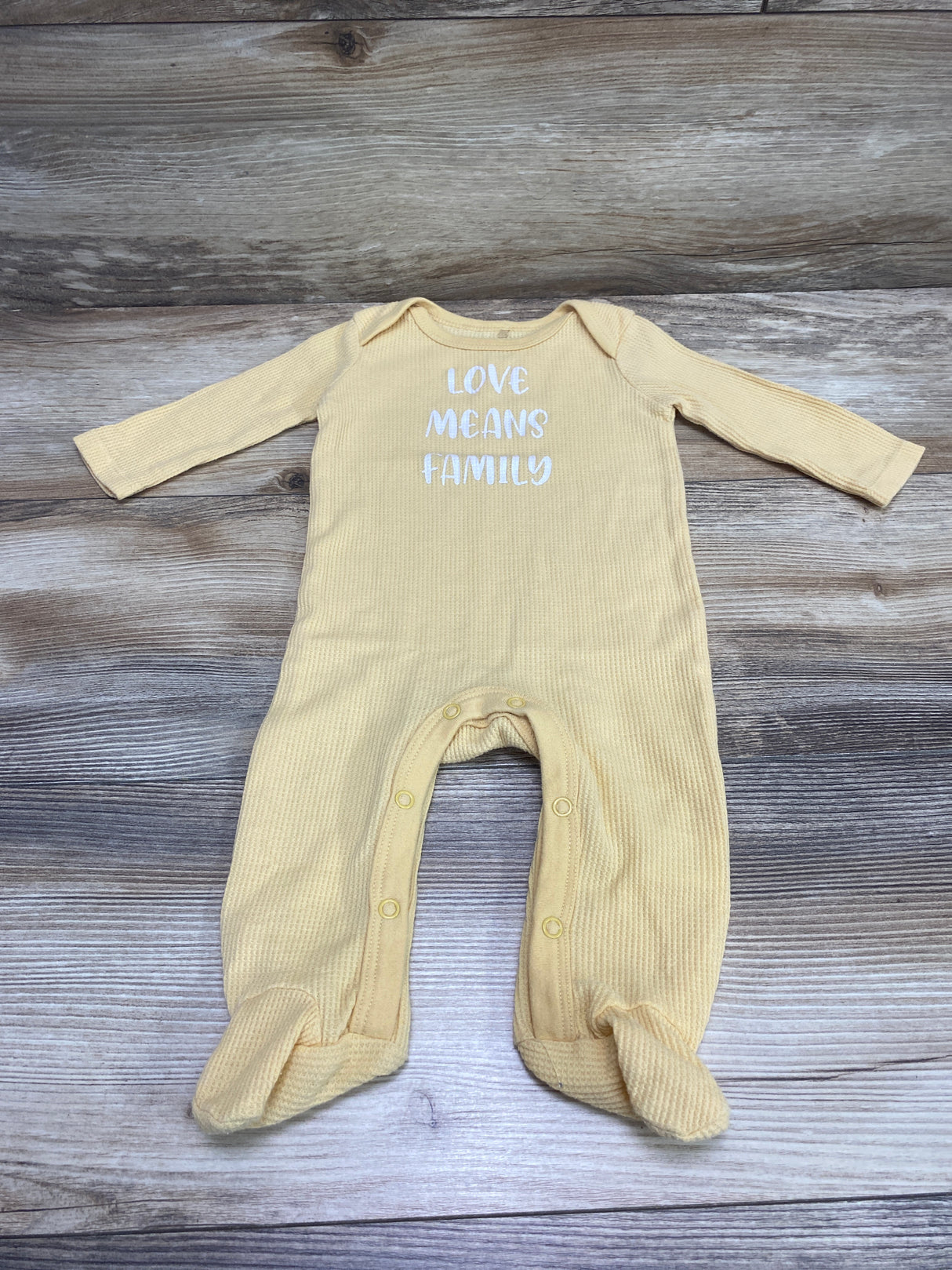 Sandy & Simon Love Means Family Footed Coverall Yellow sz 3-6m