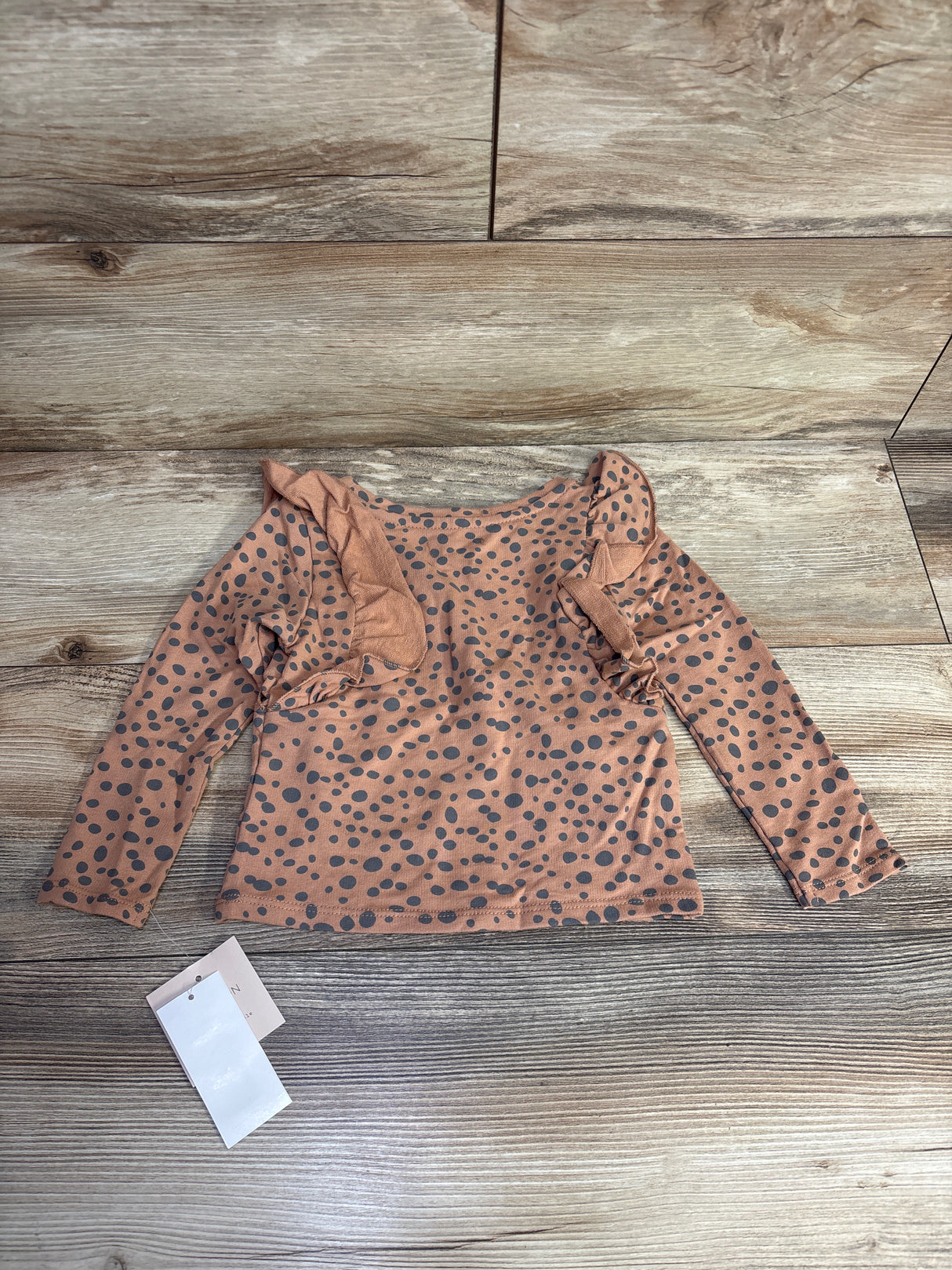 NEW Grayson Mini Ruffled Polka Dot Top Brown sz 2T
