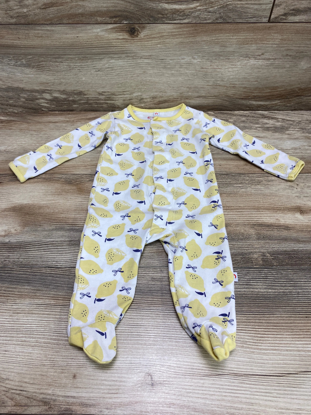 E=MC2 Lemon Print Magnetic Sleeper White sz 3-6m