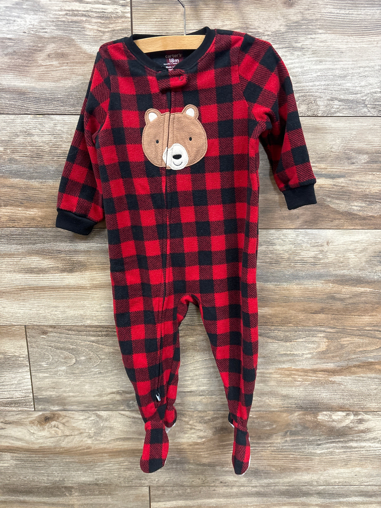 Carter's Buffalo Blanket Sleeper Bear Red sz 18m
