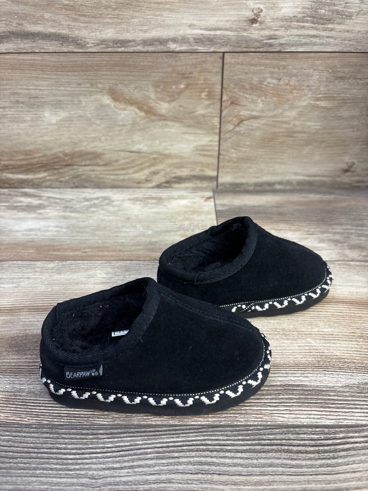 Bearpaw Amber Fur-Lined Slippers Black sz 6c