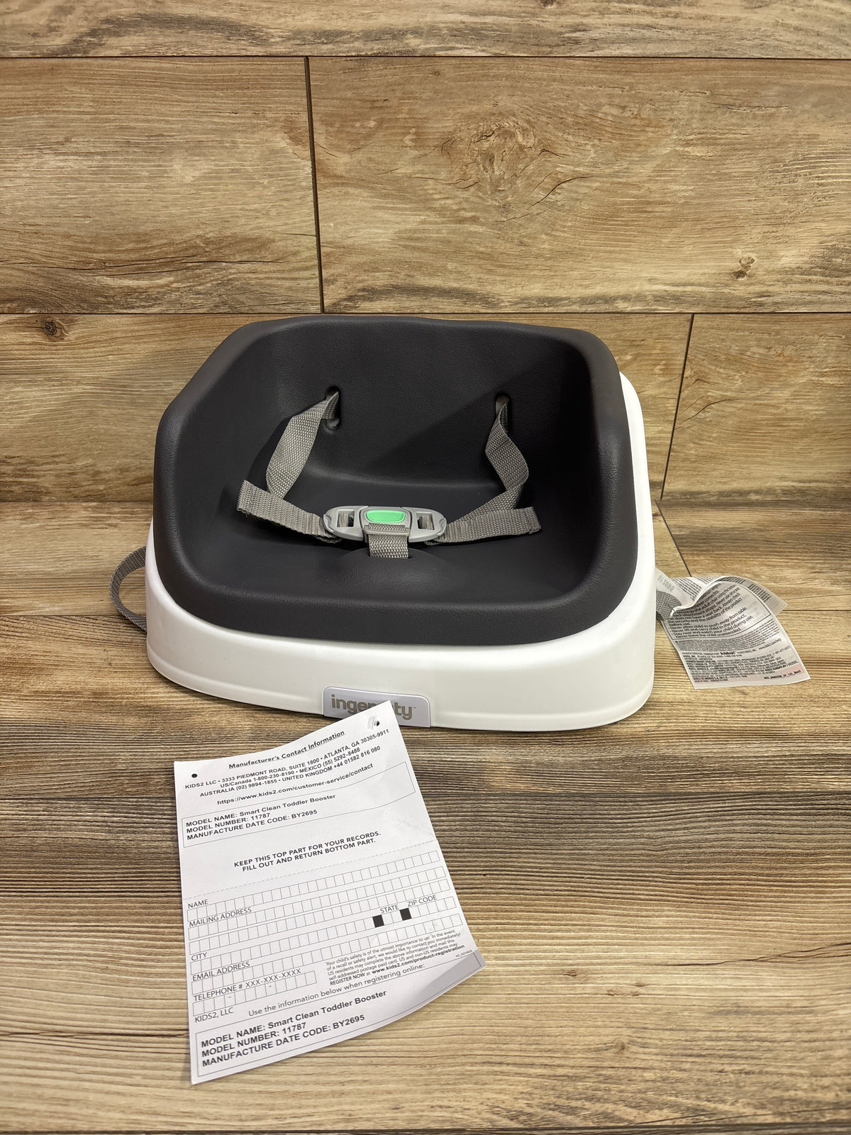 NEW Ingenuity SmartClean Toddler Booster Seat Grey