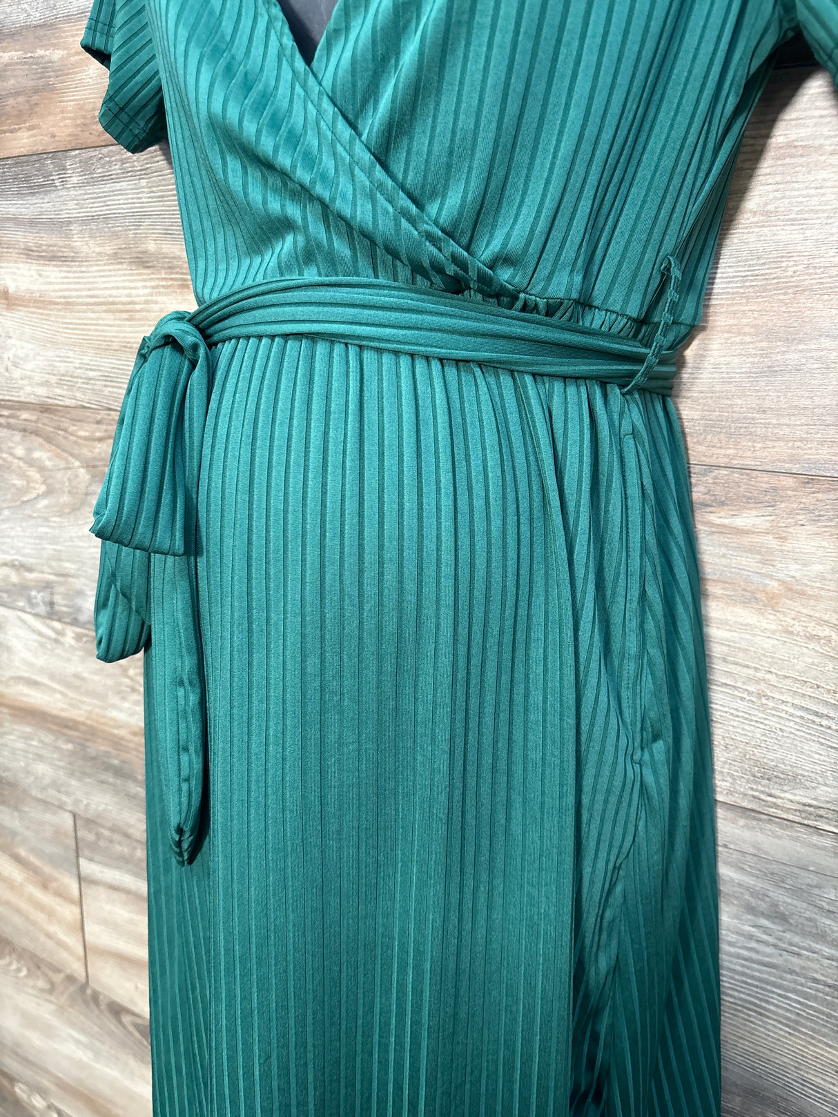 Ekouaer Maternity Waist-Tie Dress Green sz Medium