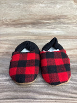 Faux Fur Buffalo Check Slippers Red sz 7/8c