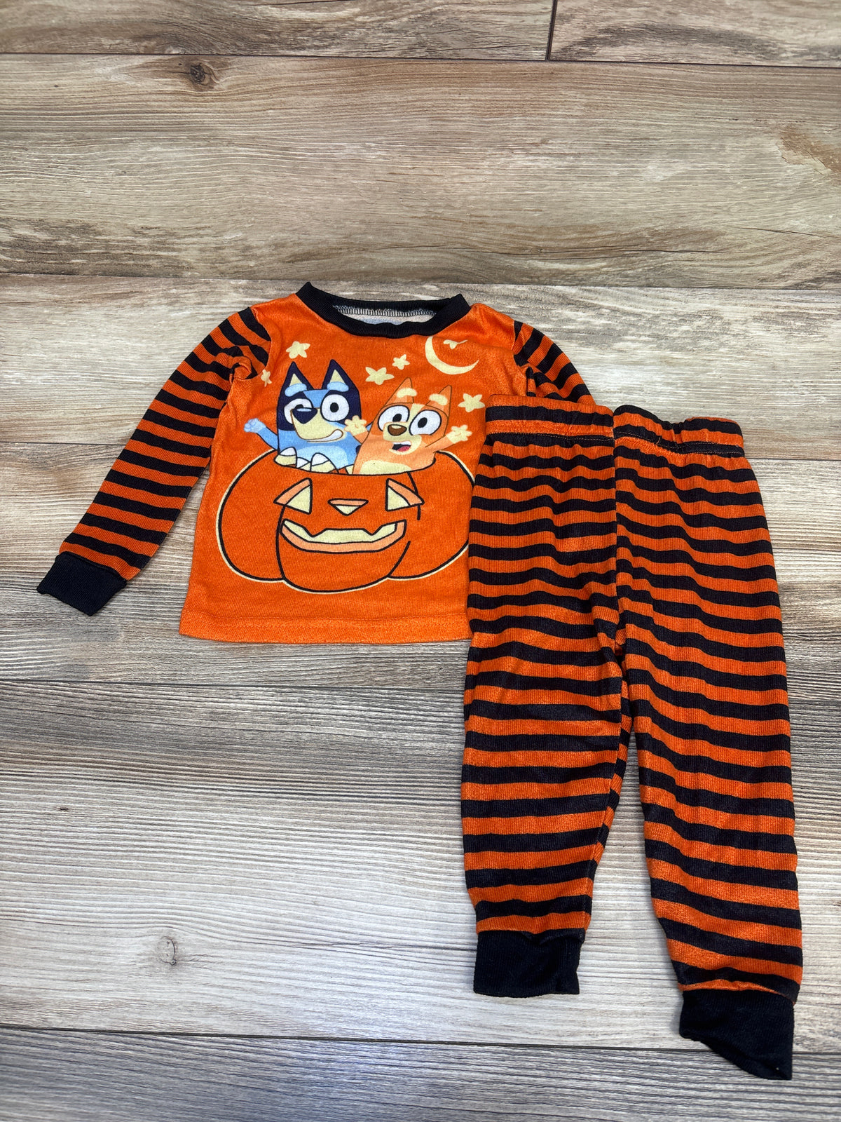 Bluey 2pc Halloween Striped Pajama Set Orange sz 2T