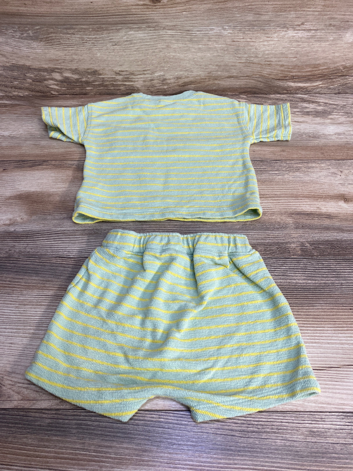 Old Navy 2pc Striped Pocket Shirt & Shorts Green sz 12-18m