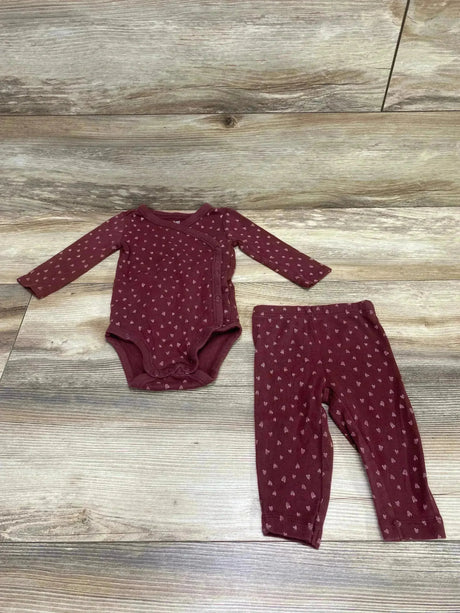 Just One You 2pc Kimono Bodysuit & Pants Burgundy sz 6m - Me n Mommy To Be