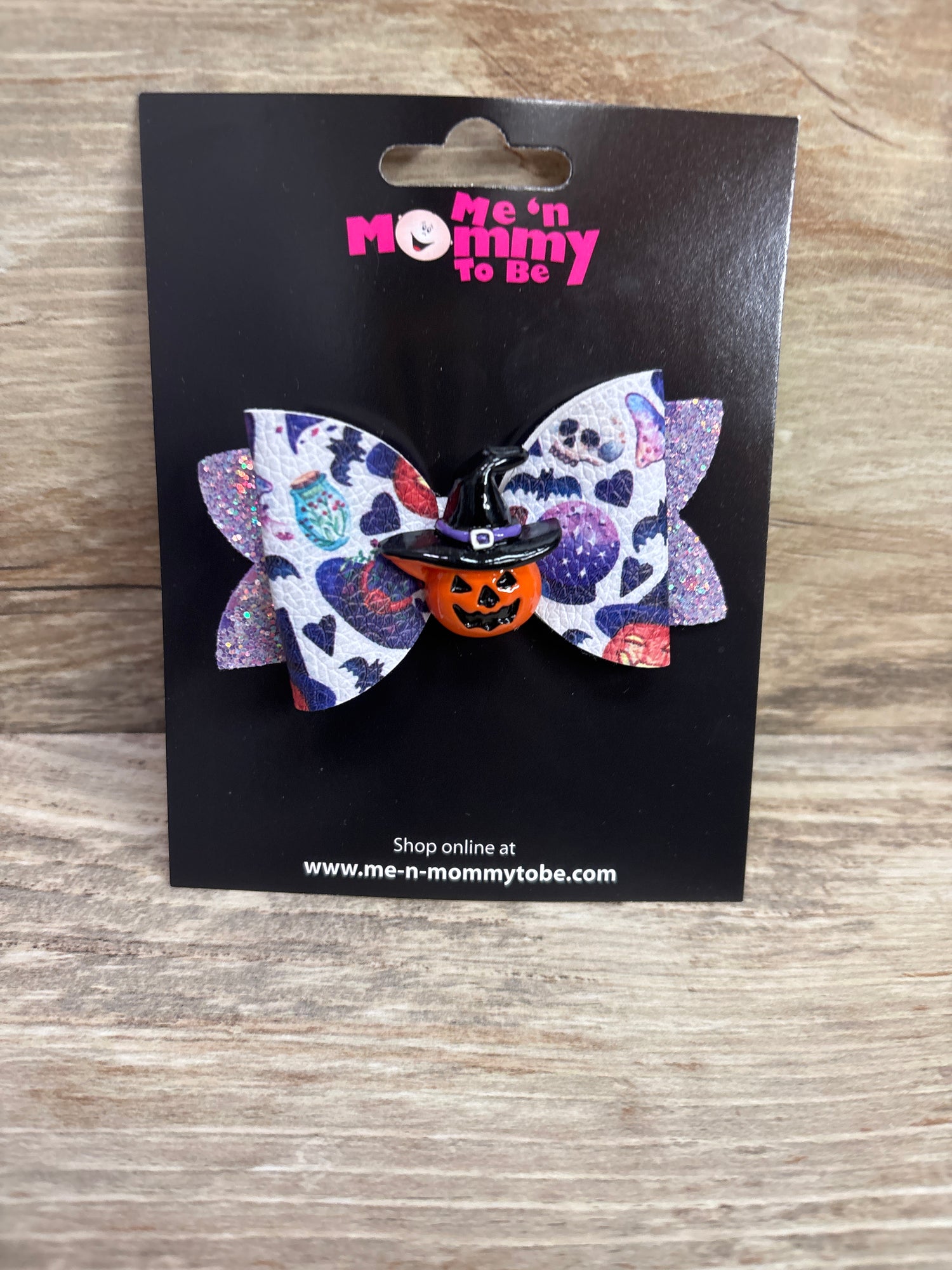 NEW Witch Pumpkin Applique Hair Bow White