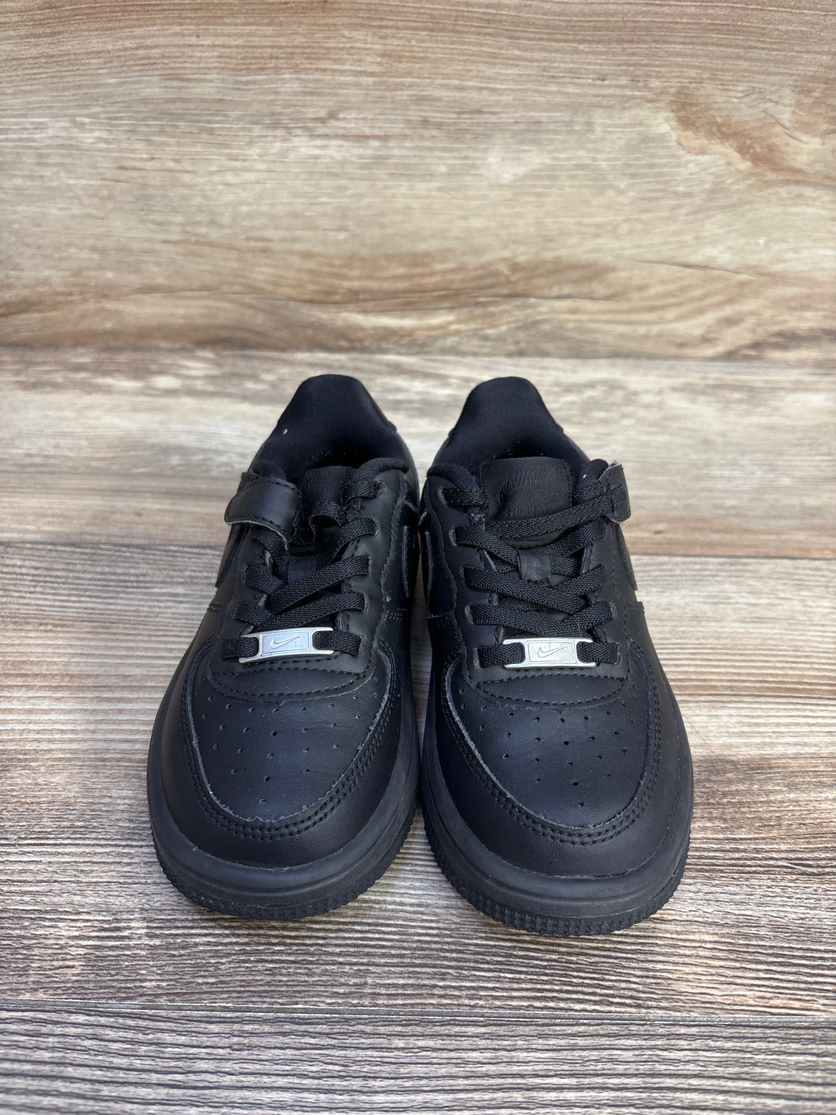 Nike Force 1 Low EasyOn PS 'Triple Black' Sneakers sz 10c