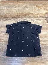 Elfindoll Classic Anchor Print Polo Shirt Navy 12-18m