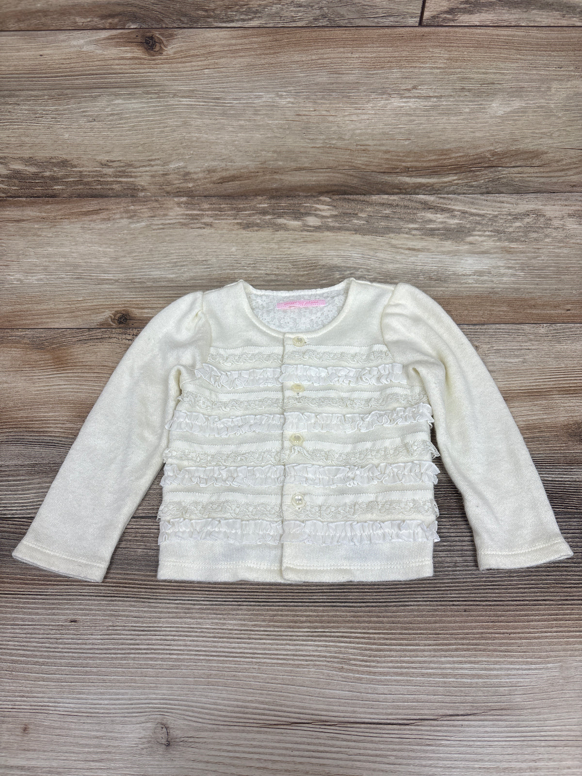 Mezzo Piano Ruffle Lace Button-Up Knit Cardigan Cream sz 9-12m