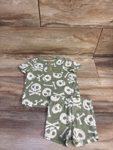 Cat & Jack 2pc Skull Print Henley Shirt & Shorts Set Green sz 12m