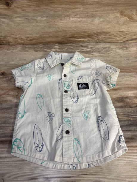 Quiksilver Surf Boards Button Up Shirt White sz 2T - Me n Mommy To Be