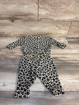 Cat & Jack 2pc Leopard Print Waffle Knit Shirt & Pants Set Beige sz 3-6m