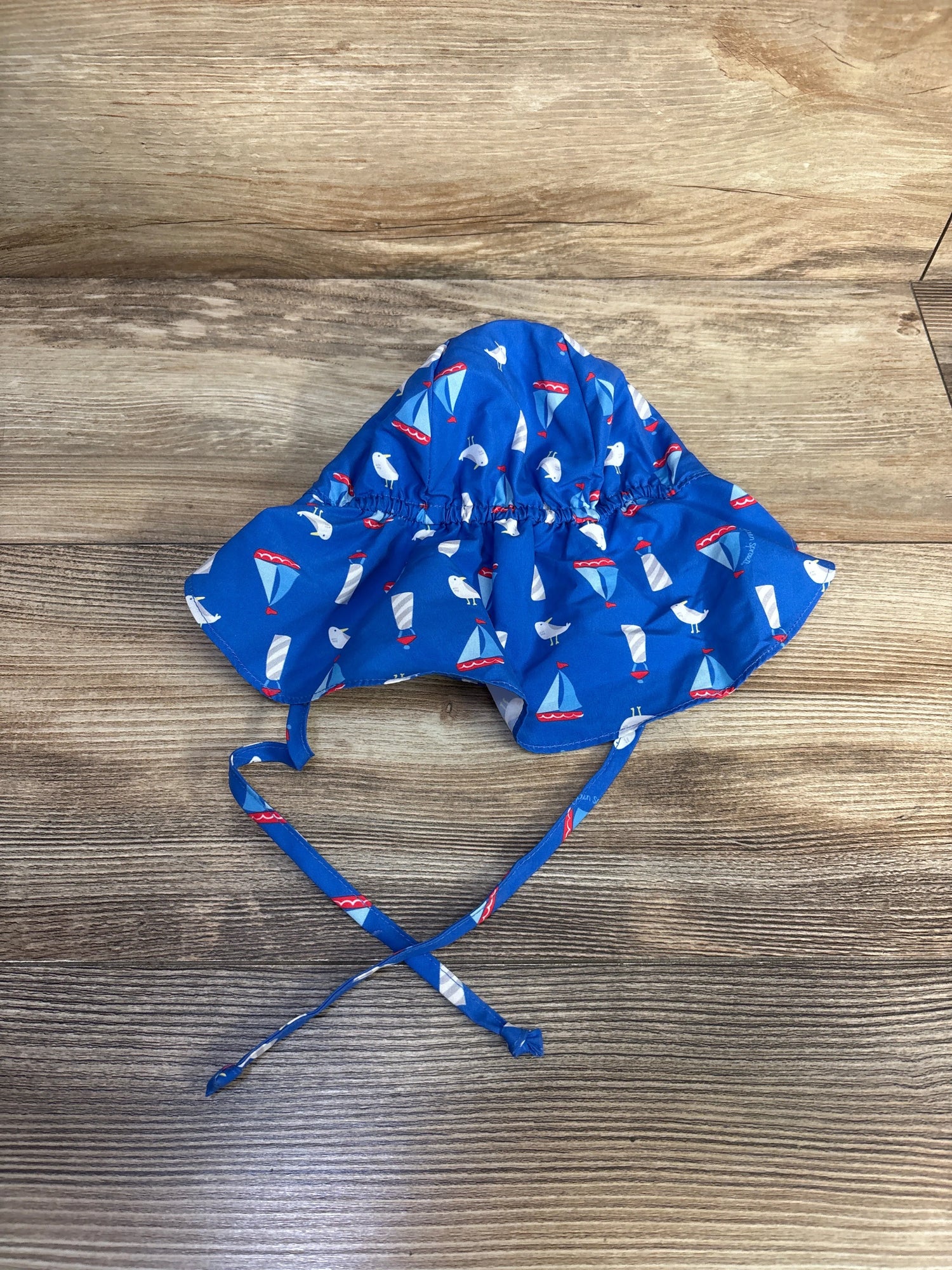 Green Sprouts UPF50+ Flap Sun Protection Hat, Blue sz 9-18m