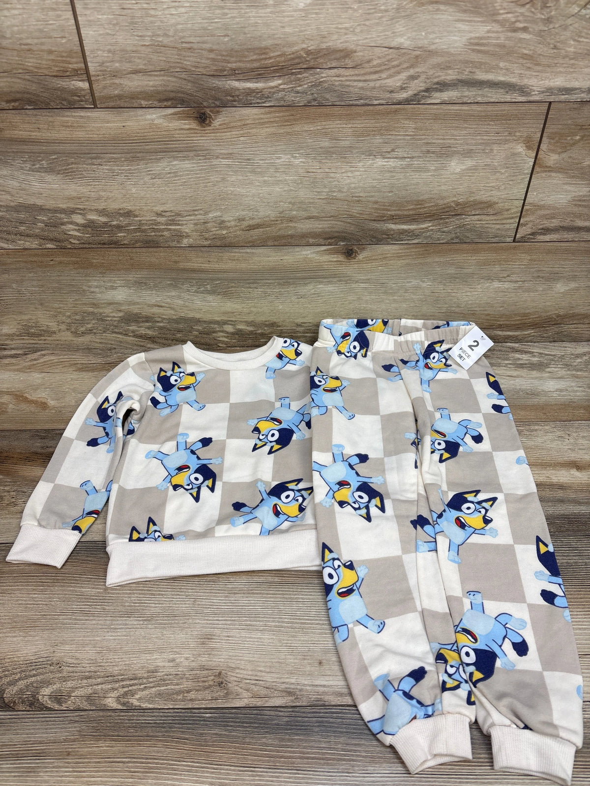 NEW Bluey 2pc Sweatshirt & Joggers Set Beige sz 4T