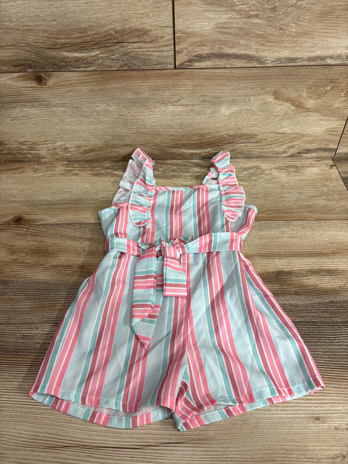 2pc Sleeveless Striped Shortie Romper & Belt Set Blue sz 12m