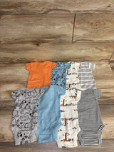 NEW Gerber 8pk Animal Print Bodysuit Set Light Blue sz Newborn