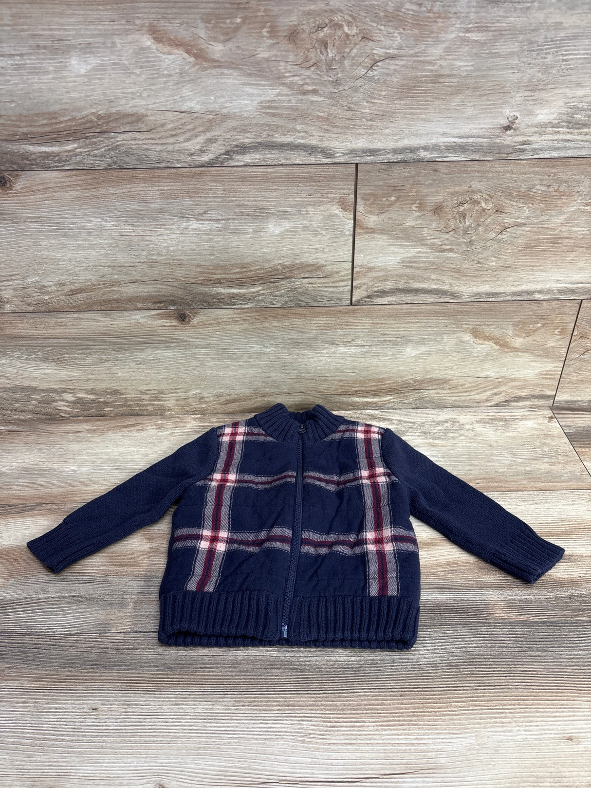 Cat & Jack Sherpa Lined Full Zip Sweater Navy sz 18m