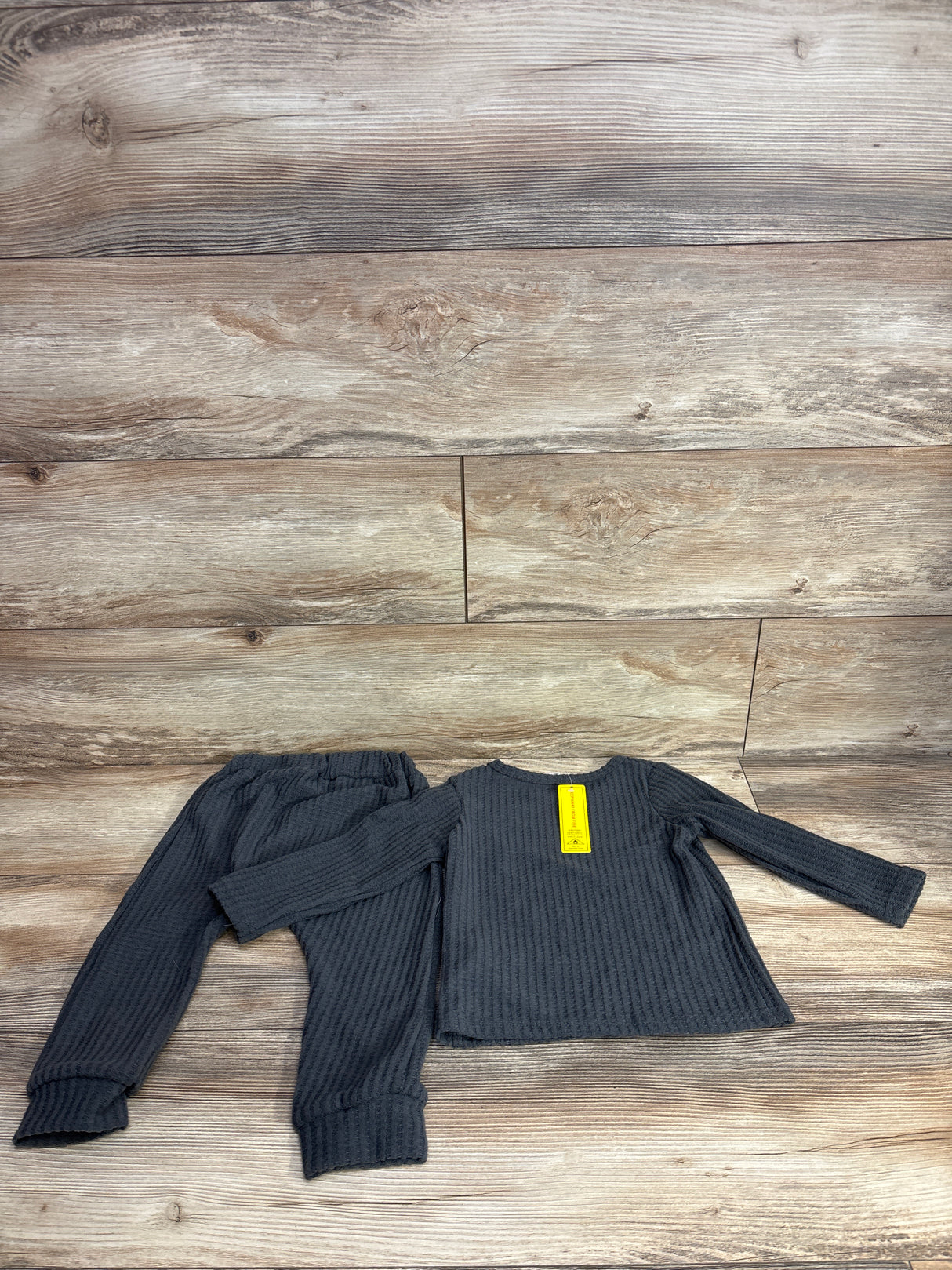 Shein 2pc Waffle Knit Shirt & Bottoms Set Grey sz 18-24m