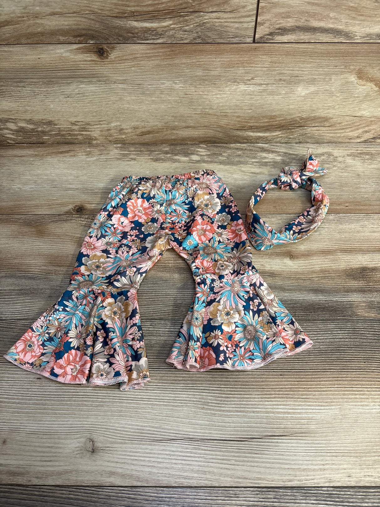 2pc Floral Pants & Headband Pink sz 0-3m