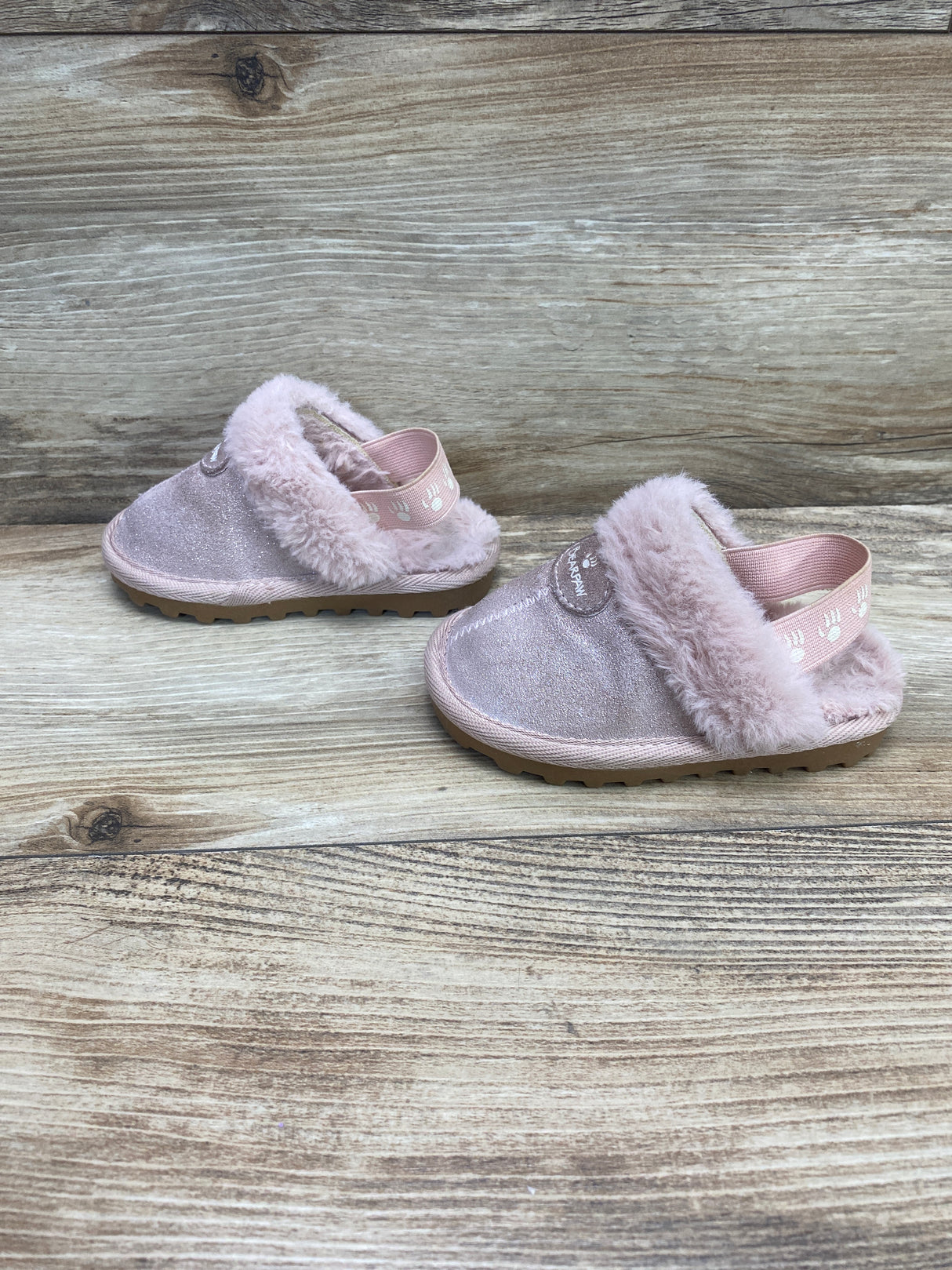 BEARPAW Rebecca Suede Slippers with Sheepskin in Light Pink