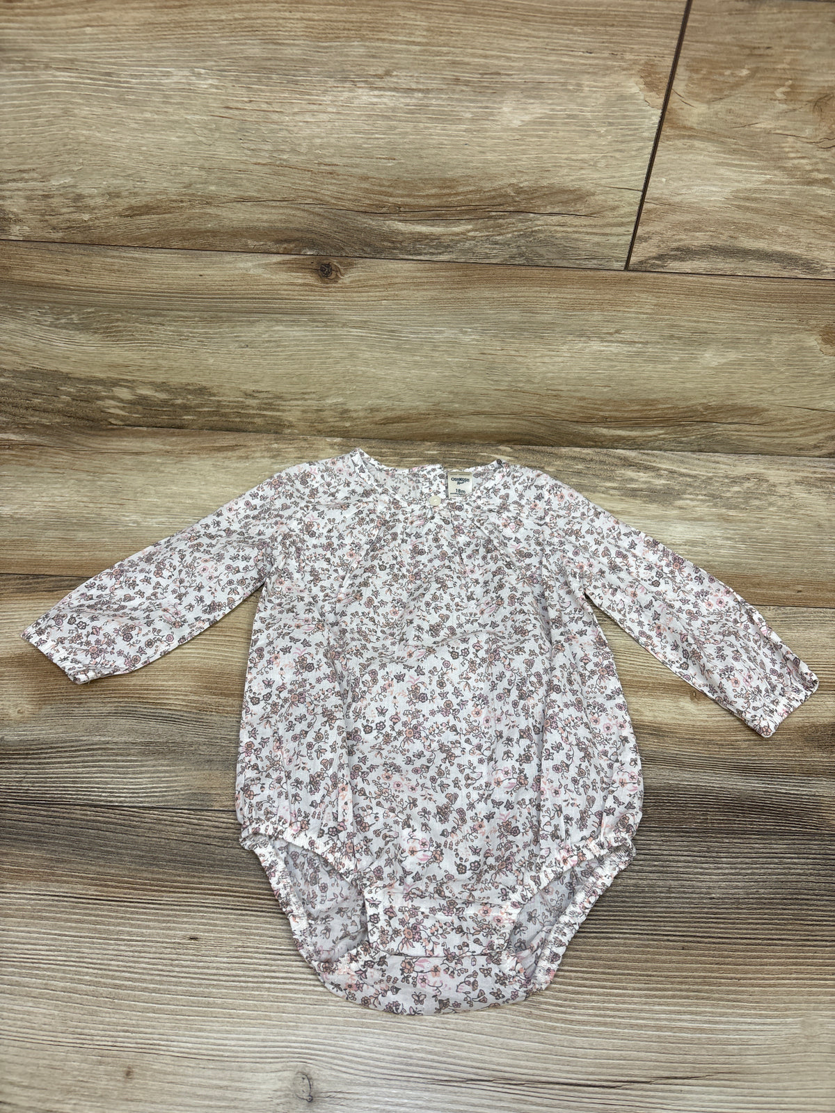 Oshkosh Floral Long Sleeve Bubble Romper White sz 18m