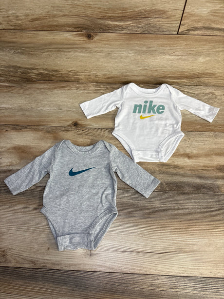 Nike 2pk Long Sleeve Bodysuits White/Grey sz Newborn - Me n Mommy To Be