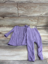 Shein 2pc Rib Knit Tank Jumpsuit & Shawl Set Purple sz 9-12m
