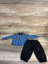 Quad Seven 3pc Button-Up Shirt with Removable Bowtie & Pants Set Blue sz 12m