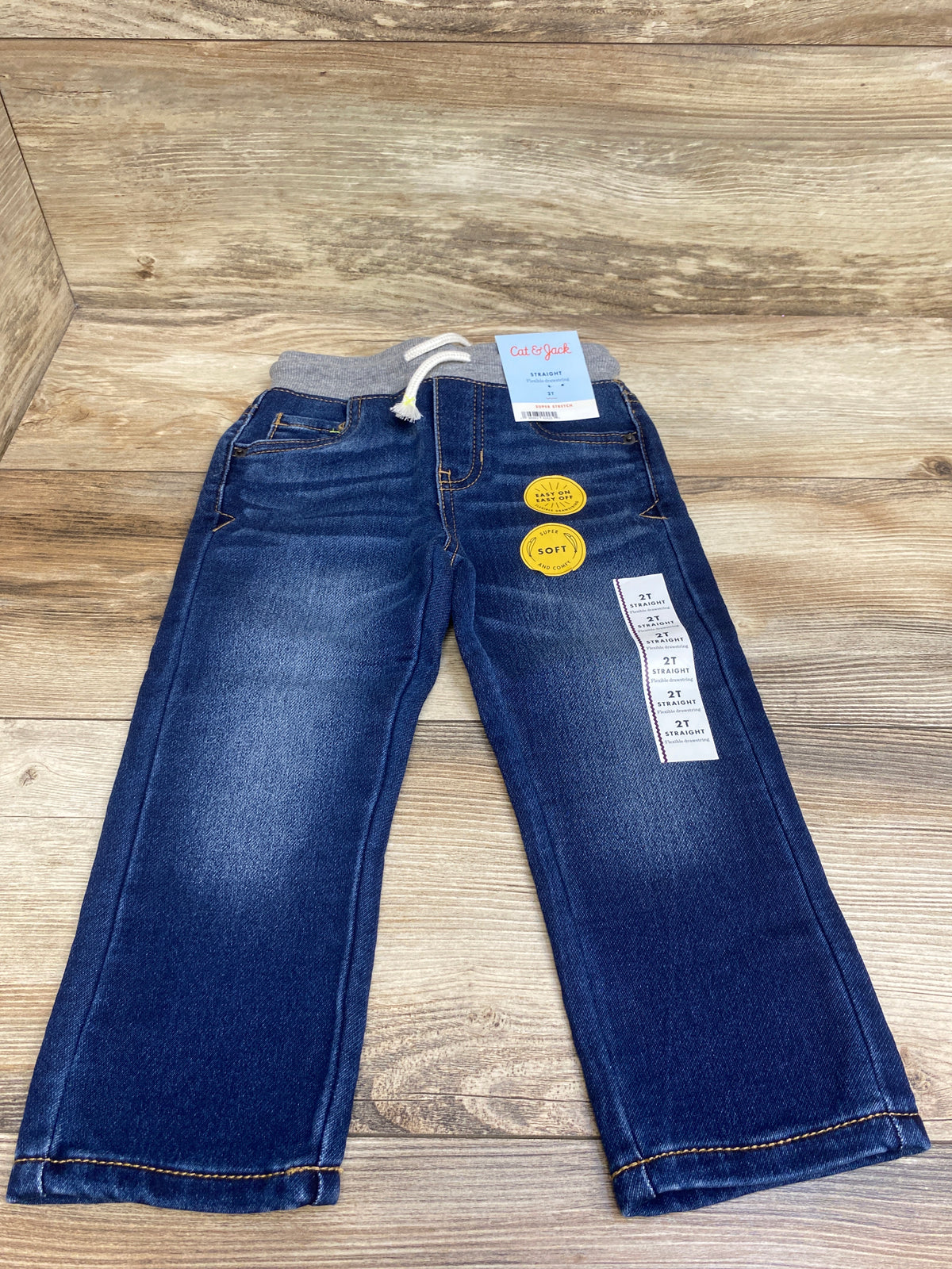 NEW Cat & Jack Straight Drawstring Jeans Blue sz 2T