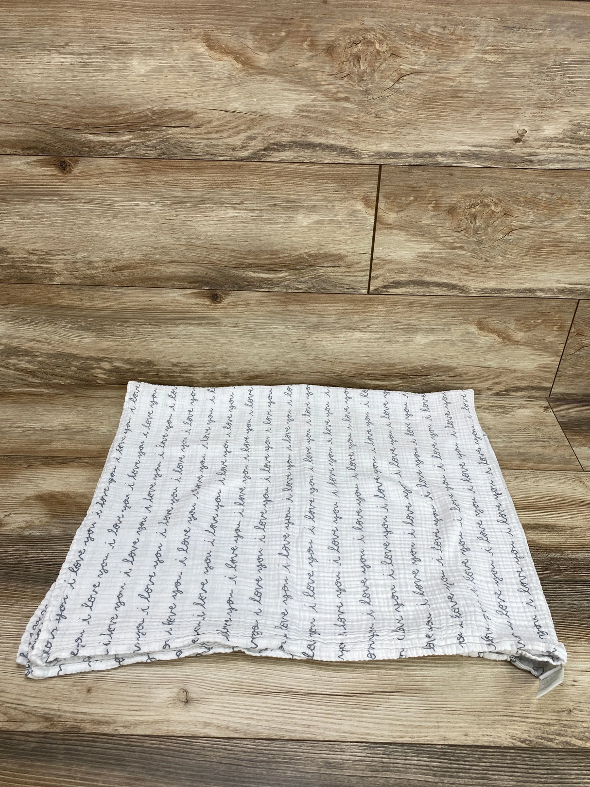 Cloud Island Muslin Swaddle Blanket - I Love You Print White