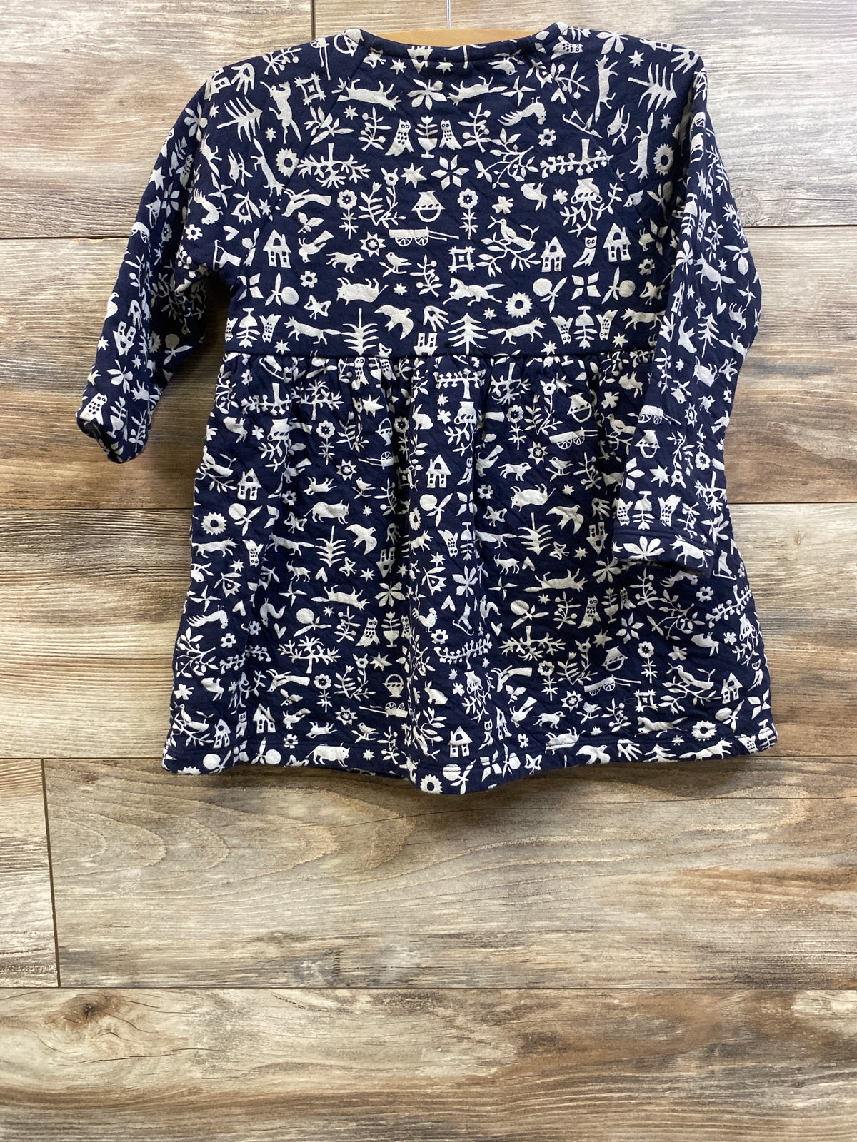 Petit Bateau Quilted Tube Knit Long Sleeve Dress Navy sz 4T