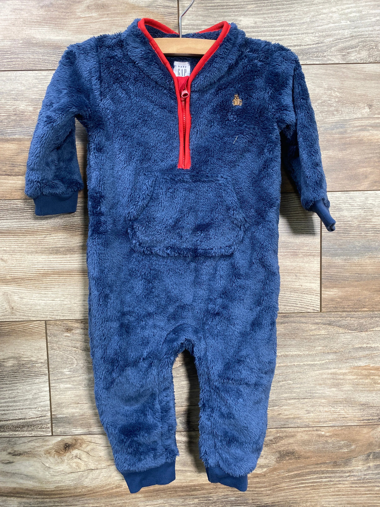 Baby Gap Blue Plush Half-Zip One Piece sz 12-18m