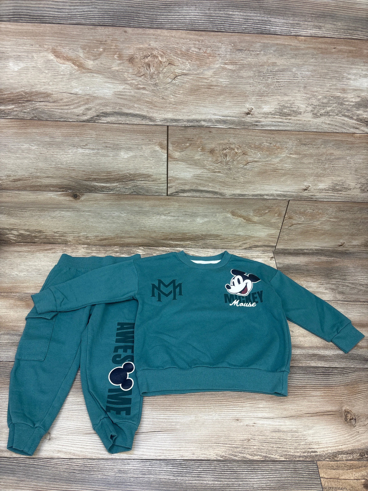 Disney Junior 2pc Mickey Mouse Sweatshirt & Pants Set Green sz 3T
