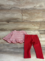 Cloud Island 2pc Striped Long Sleeve Peplum Top & Leggings Set Red sz 12m
