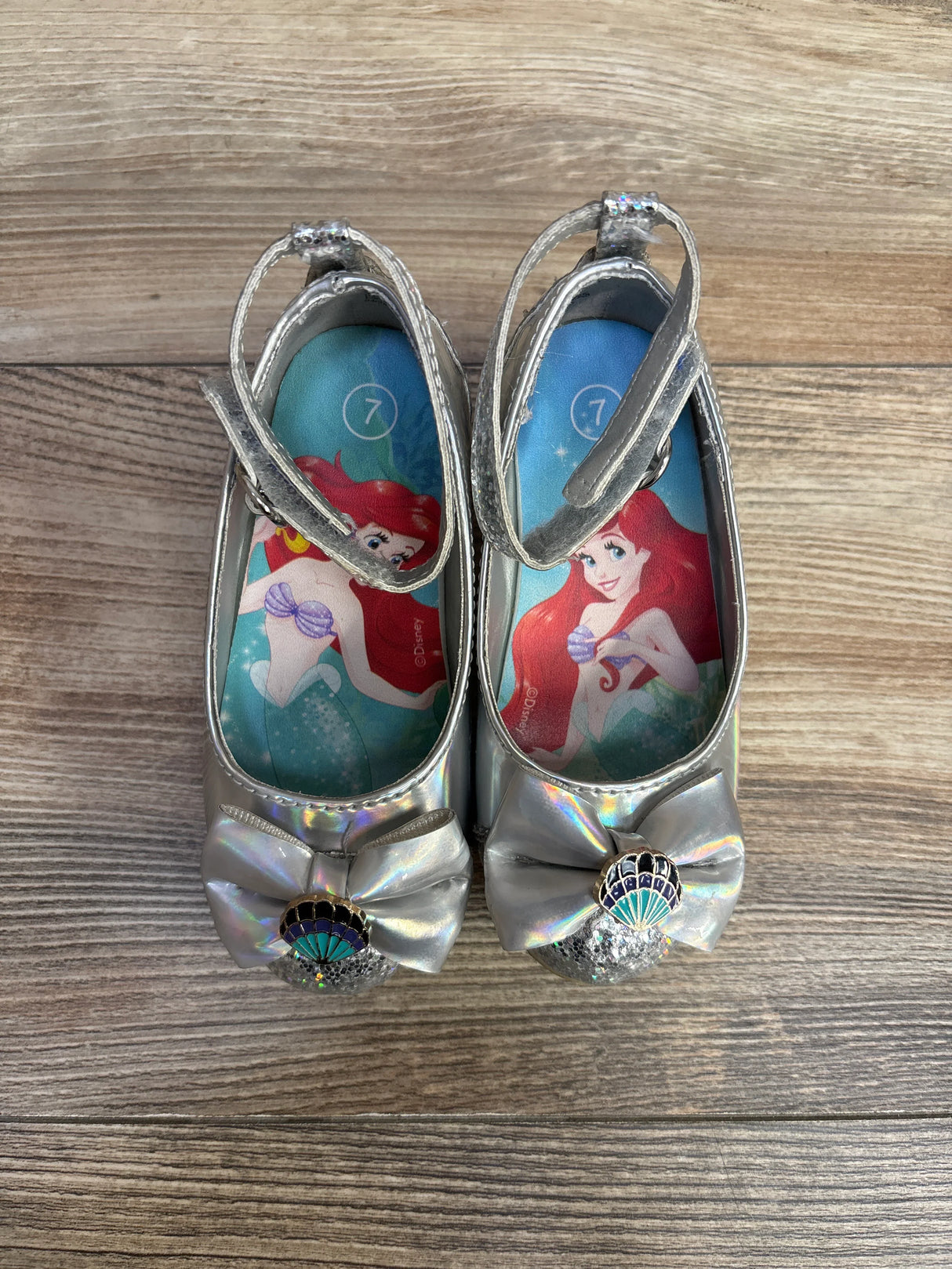 Disney Princess The Little Mermaid Kitten Heels Silver sz 7c
