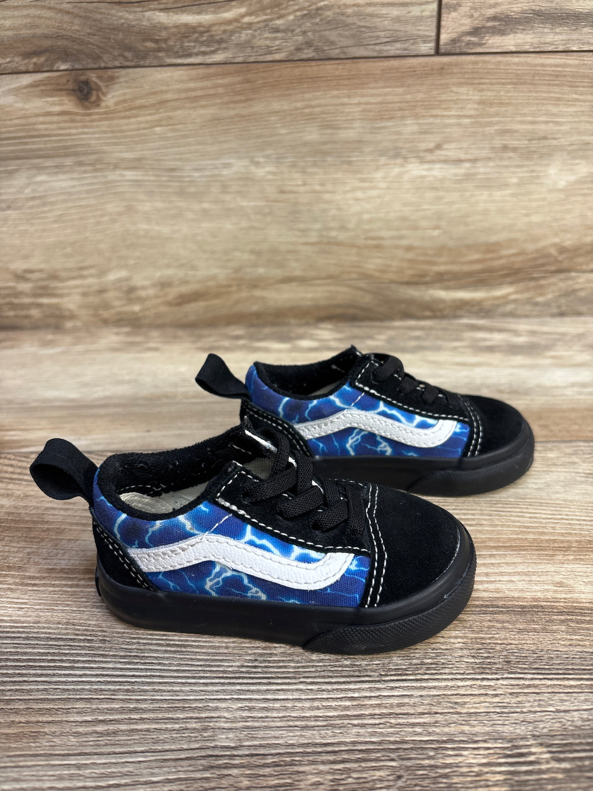 Vans Toddler Old Skool Blue Lightning Shoes sz 4.5c